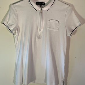Jones New York golf shirt white with black trim